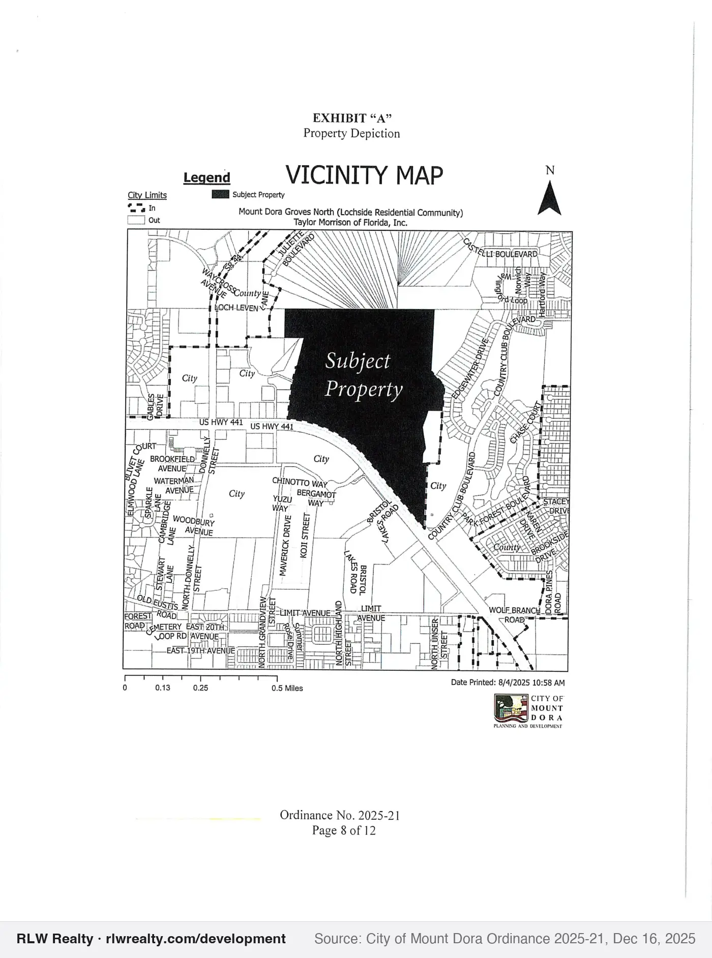 location map for Mount Dora annexes 143.9 acres