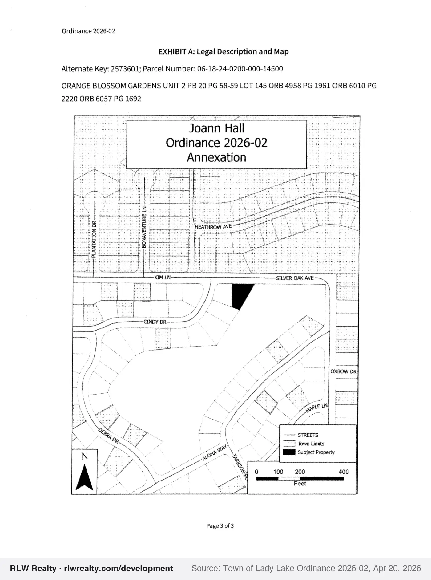 location map for Lady Lake annexes 0.19 acres