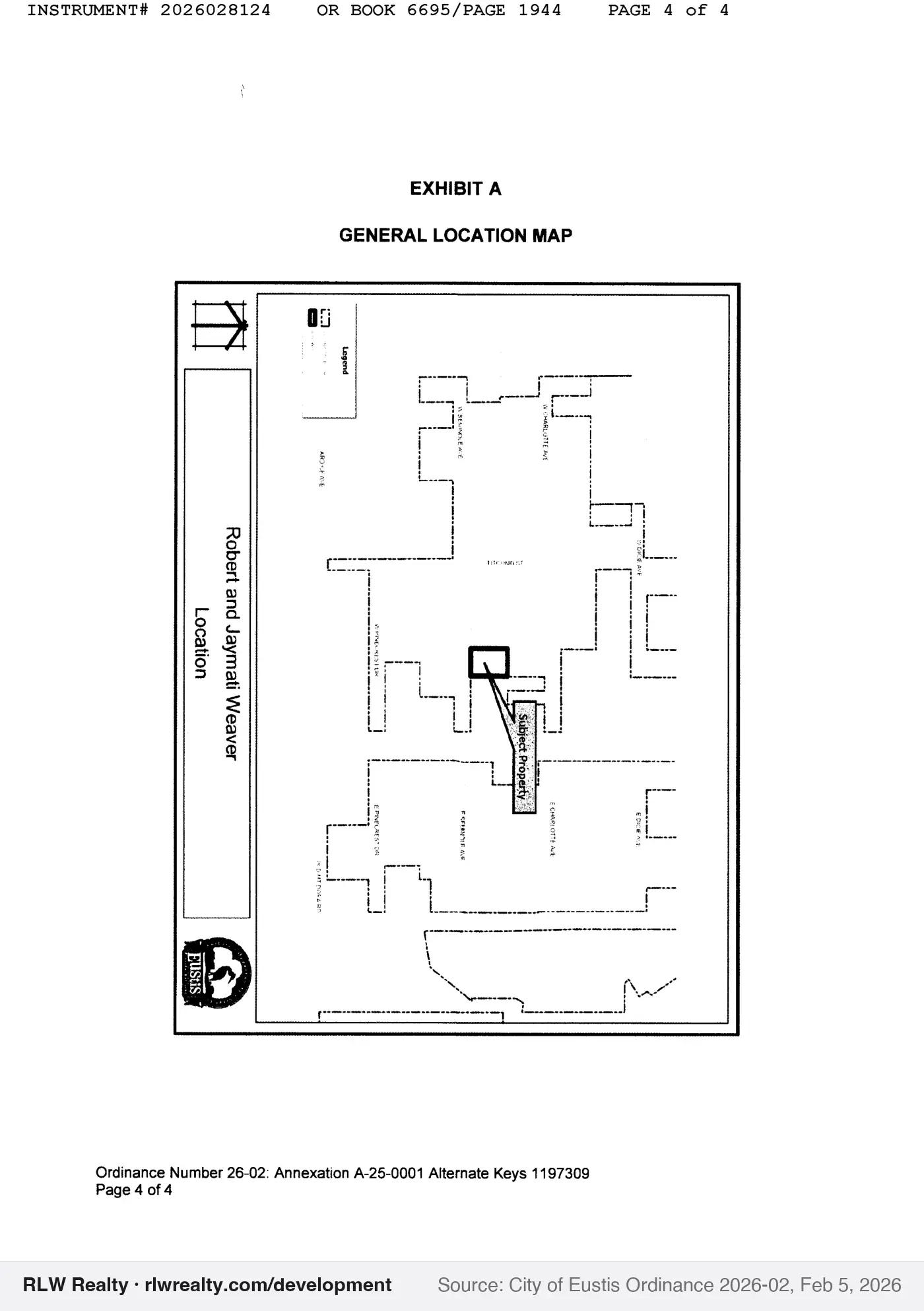location map for Eustis annexes 0.31 acres
