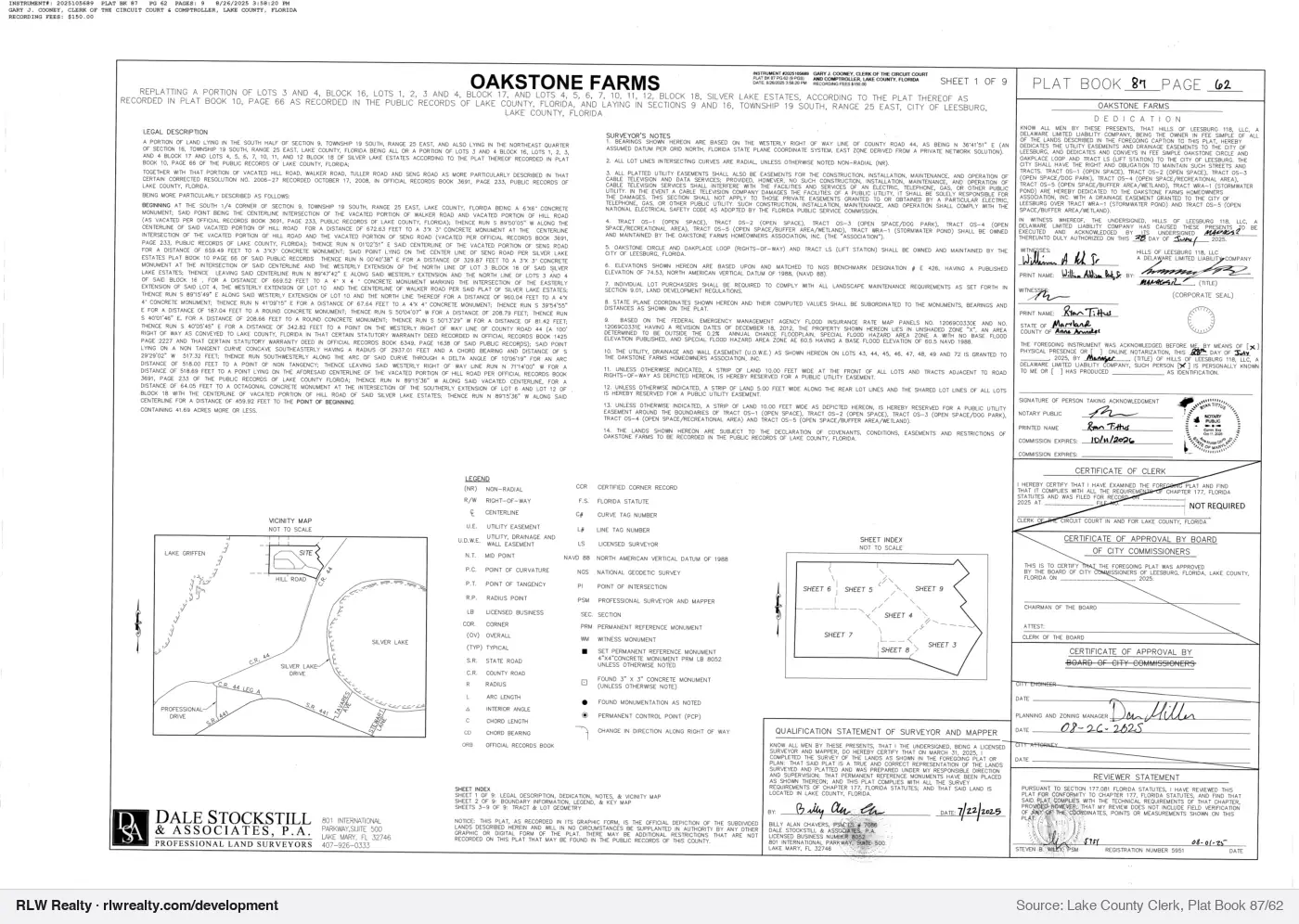 plat for Oakstone Farms subdivision plat recorded, Grand Island