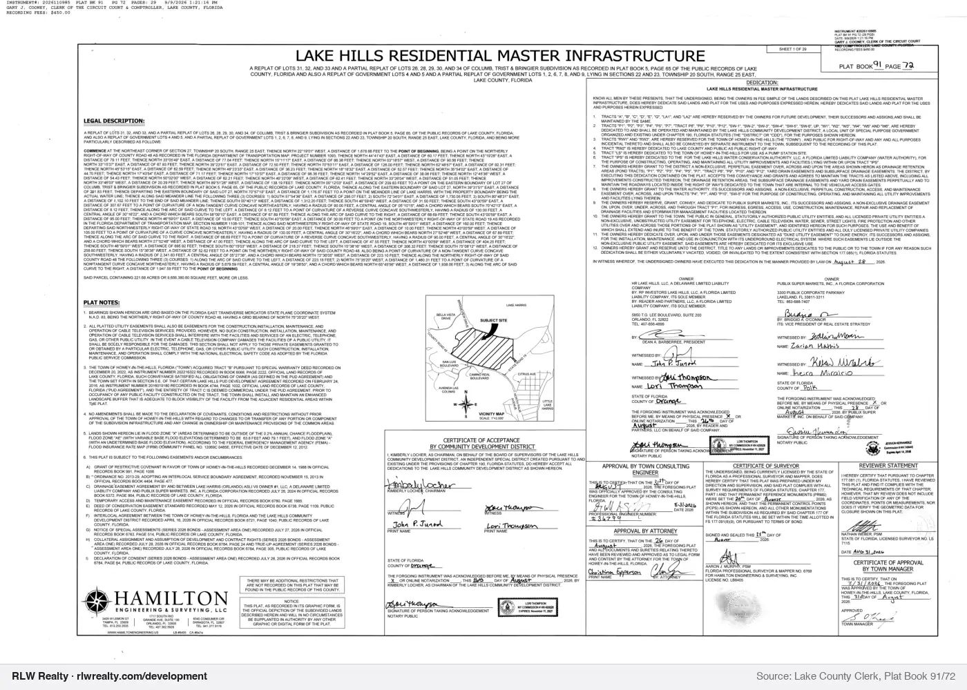 plat for Lake Hills Residential Master Infrastructure subdivision plat…