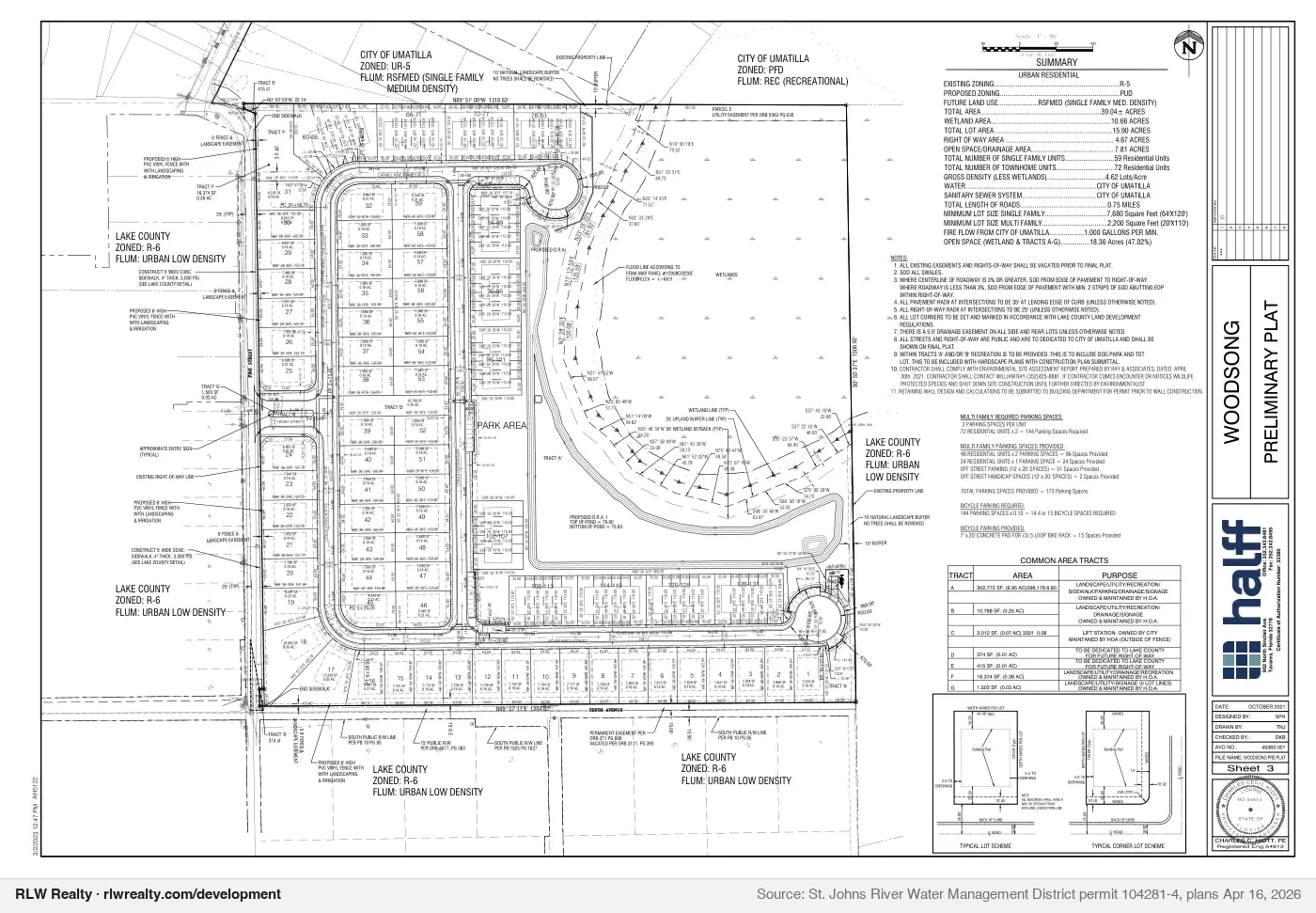 site plan for Woodsong Single Family Residential (Transfer) water-management…