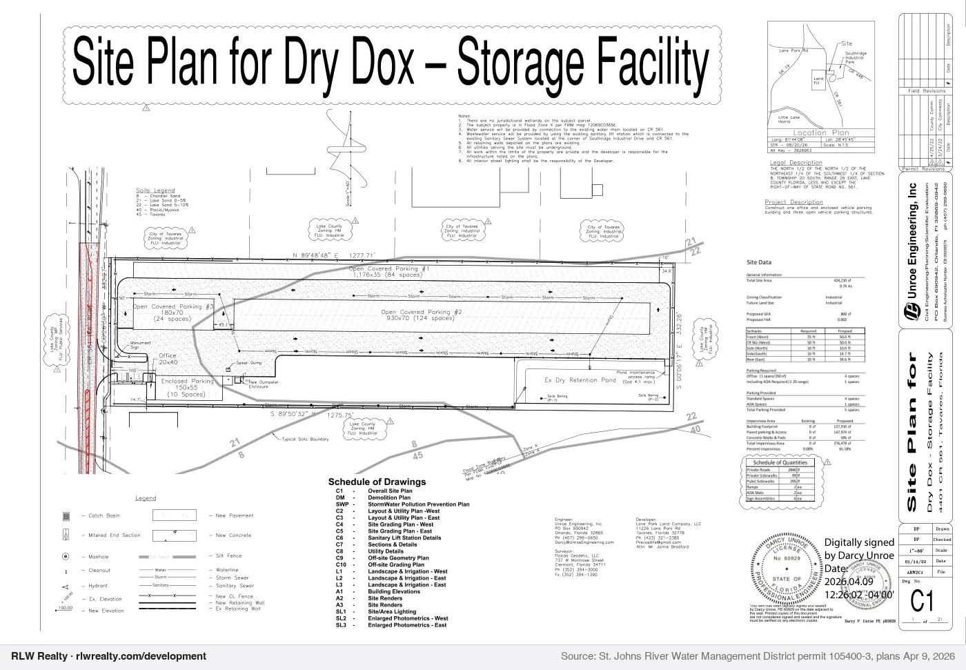 site plan for Dry Dox RV and Boat Storage water-management permit, Tavares