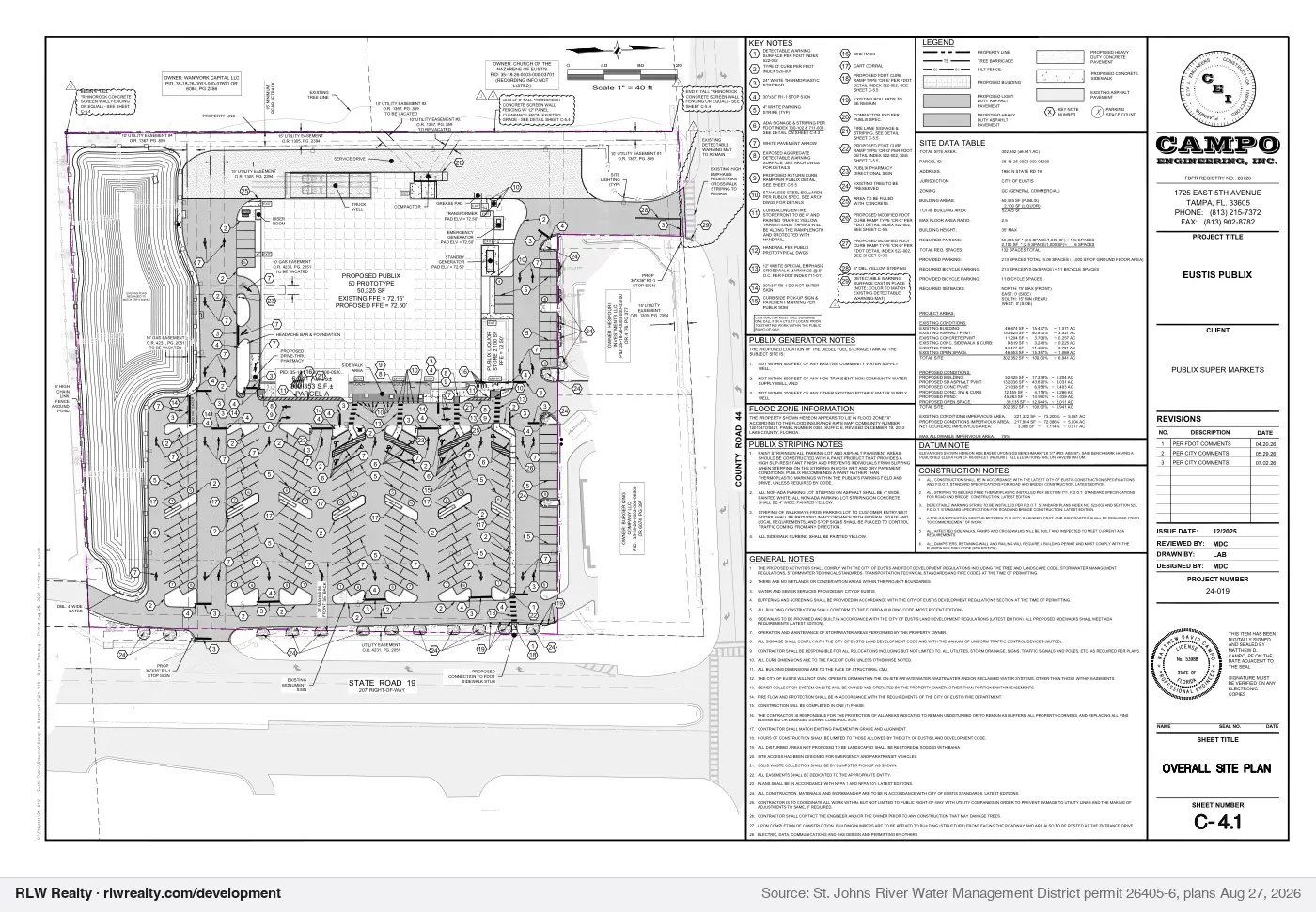site plan for New, bigger Publix planned at SR 19 & CR 44 in Eustis