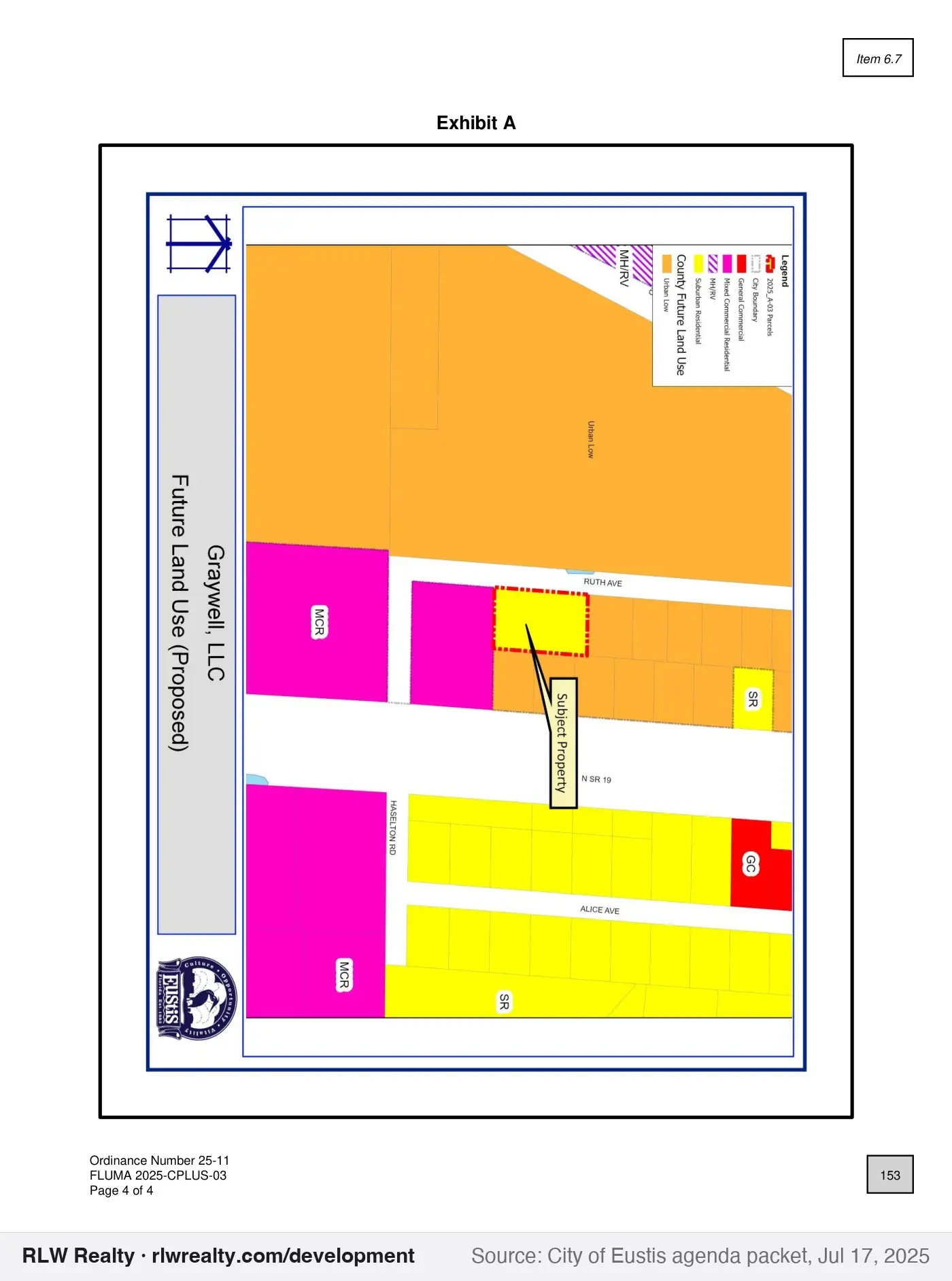 location map for Residential land use for 0.6 annexed acres on Ruth Avenue, Eustis