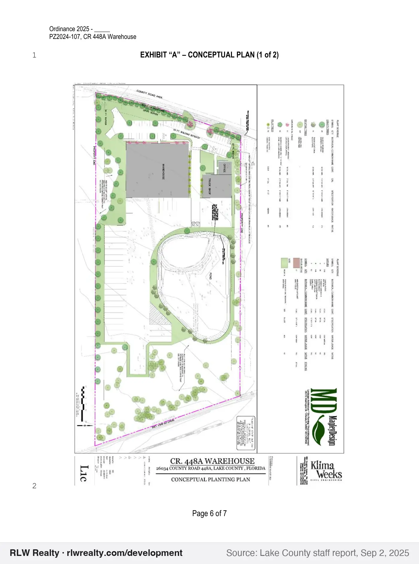 concept plan for Warehouse rezoning on 12 acres on CR 448A near Mount Dora