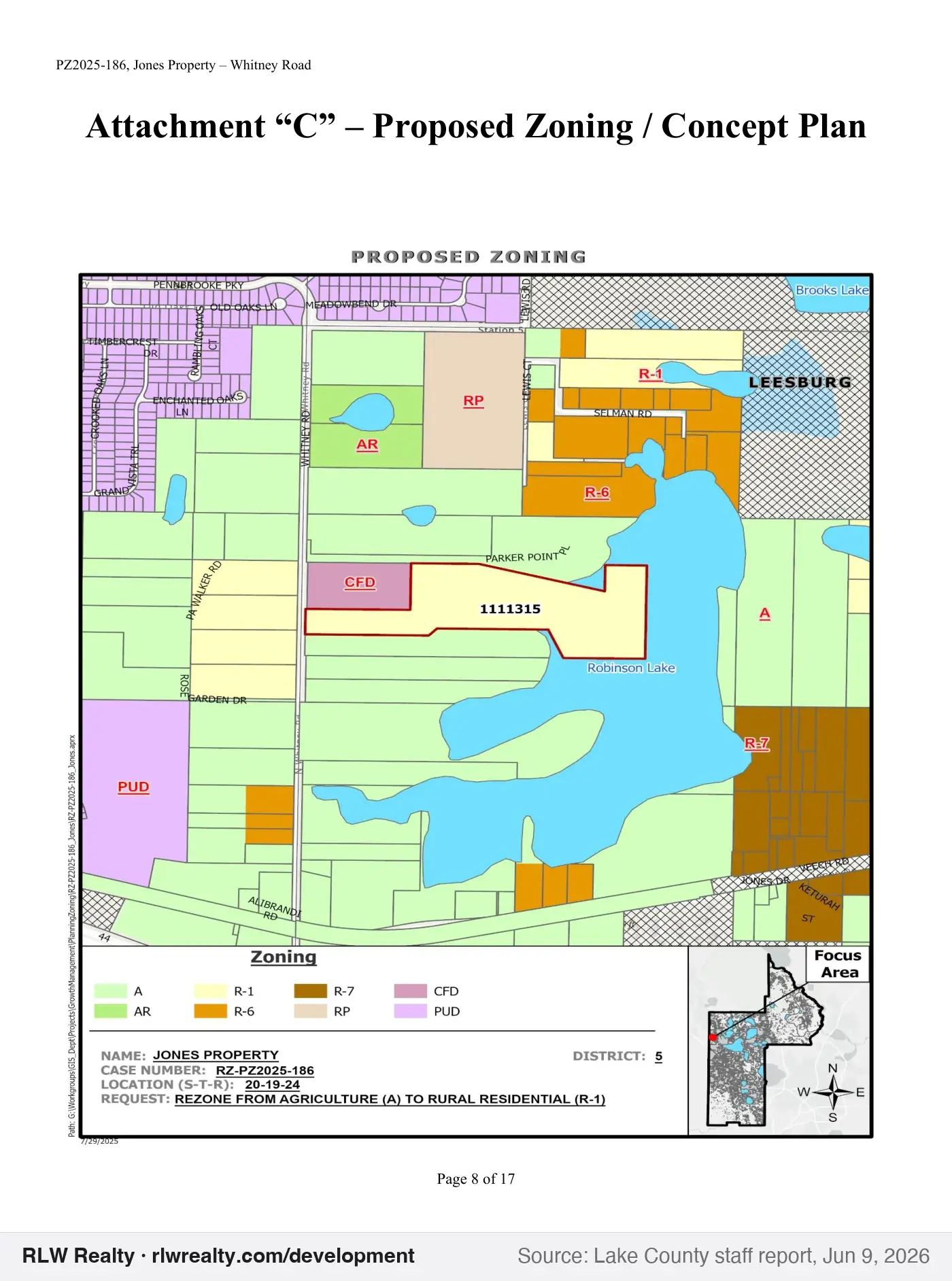 concept plan for Rezoning 18.76 acres on Whitney Road for a lot split near Leesburg