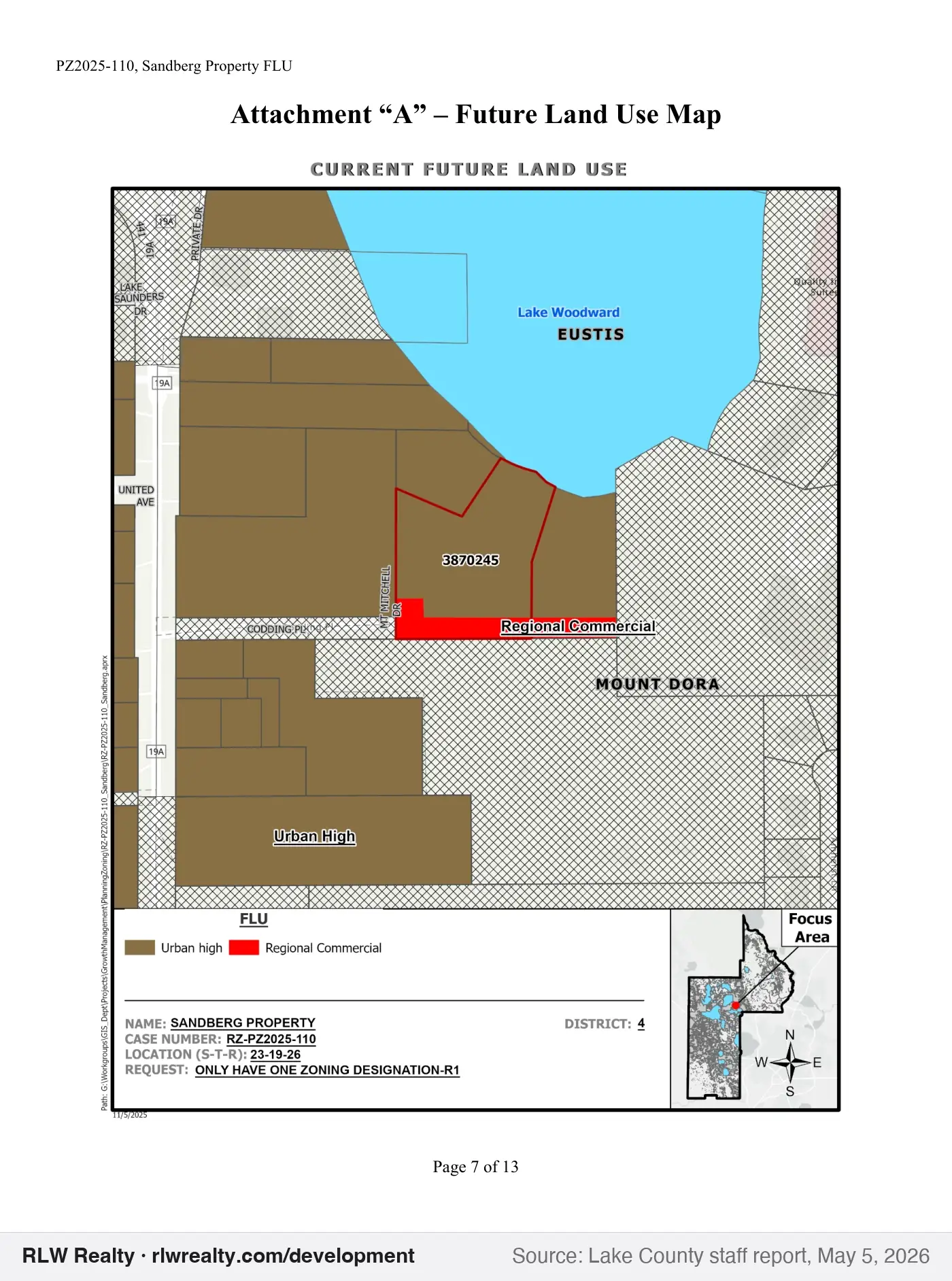 location map for Land use change on 1 acre near Mount Dora to remove commercial
