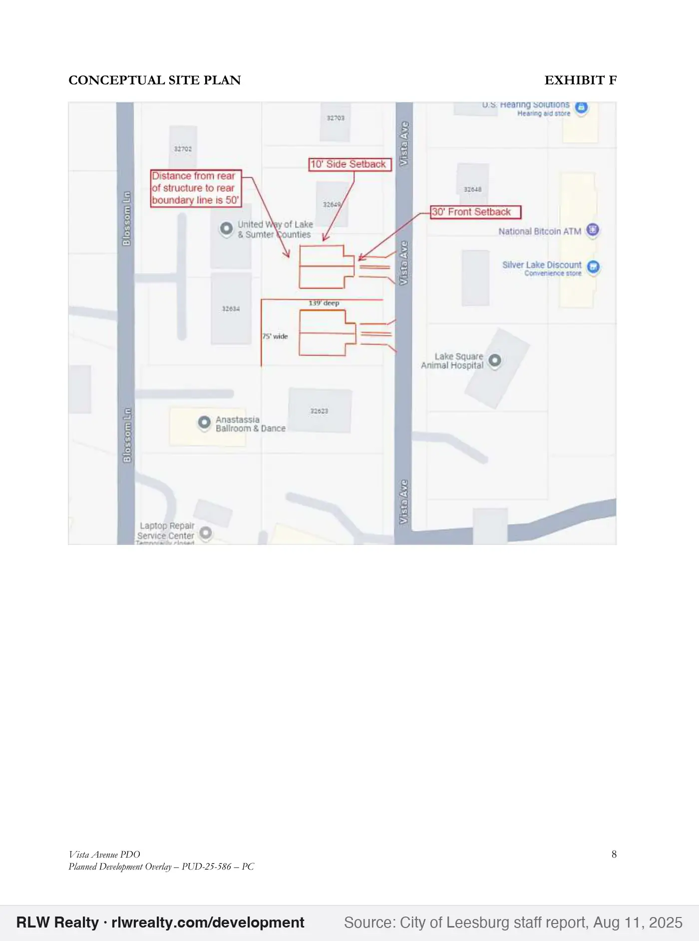 site plan for Two duplexes on 0.48 acres off Vista Avenue near US 441