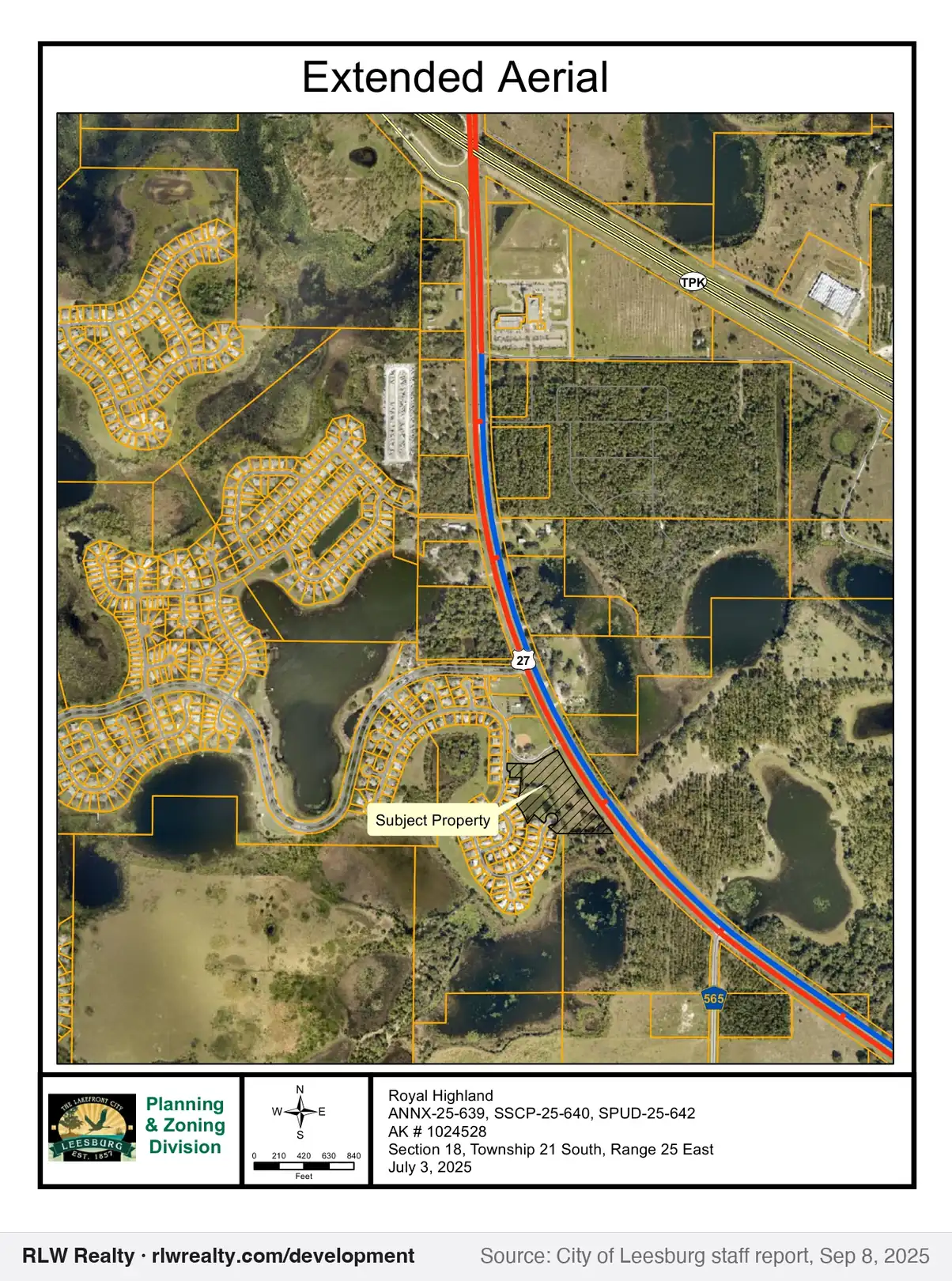 location map for Royal Highland annexation of 7.53 acres west of US 27, Leesburg