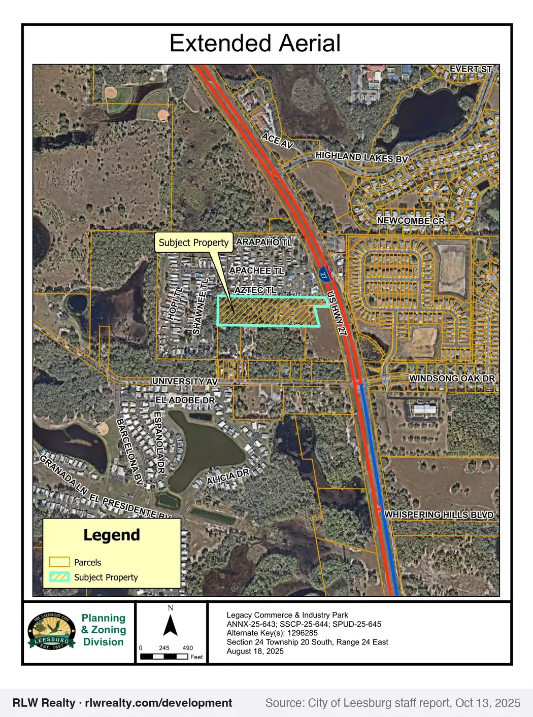 location map for Legacy Commerce land-use change to commercial, 7.3 acres on US 27