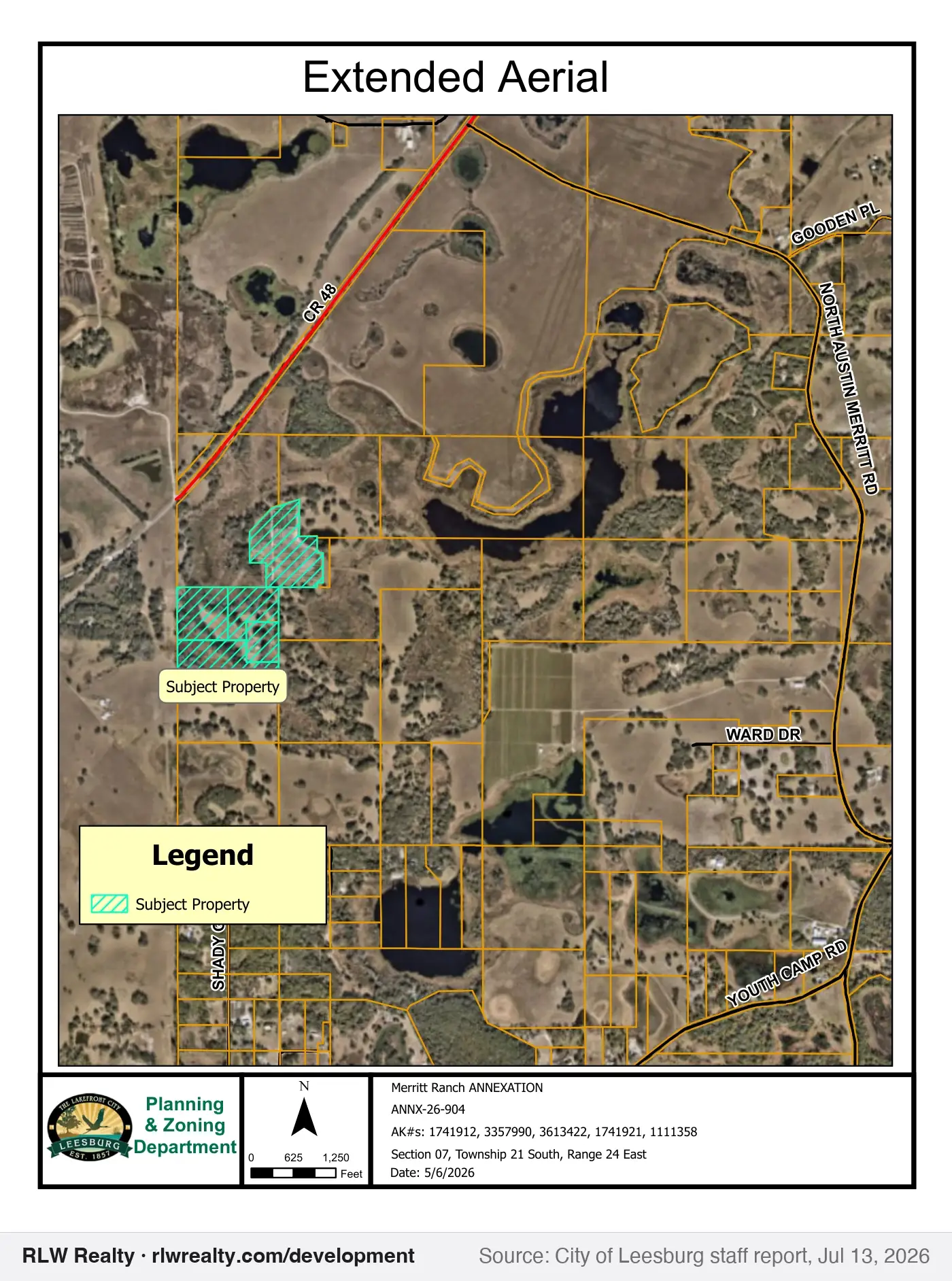 location map for Annexation of 57.82 acres south of CR 48 near Sumter line