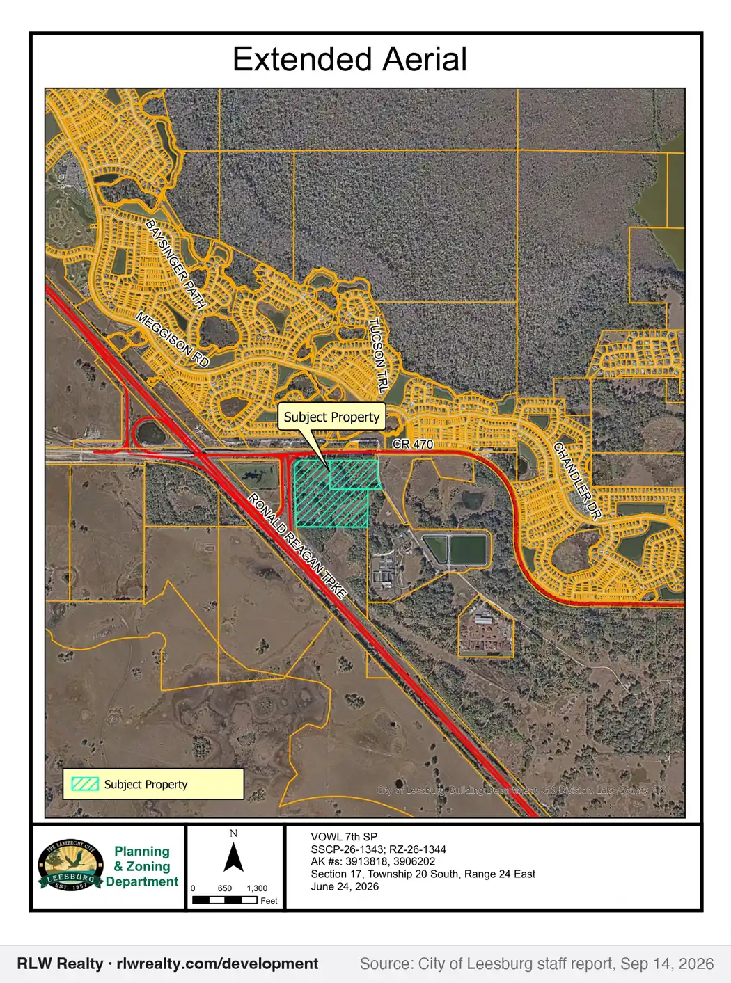 location map for Age-restricted land use for 37 acres on CR 470, Leesburg