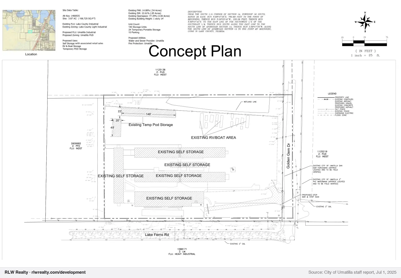 concept plan for Annexation of All Steel Storage site off Golden Gem Drive