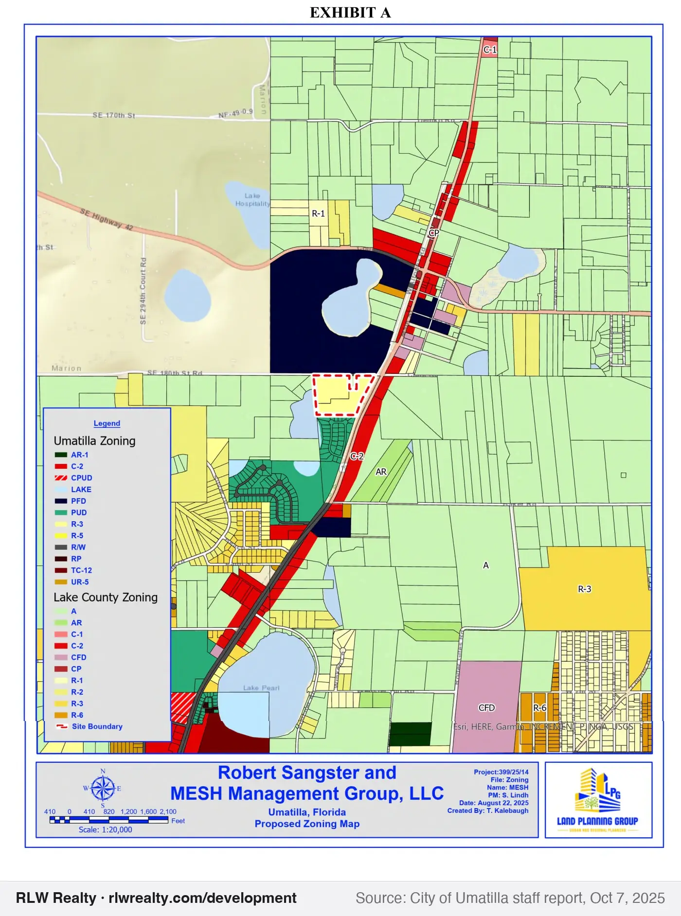 location map for Rezoning 18.6 acres on Keene Road from PUD to 8 large lots