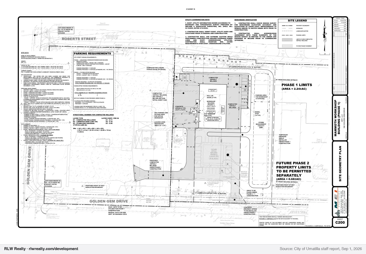 site plan for Mammoth PUD change for workshop and office near Golden Gem Drive